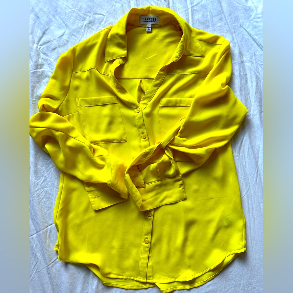 Yellow tunic 3/4 length shirt from Express
